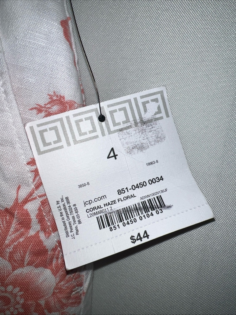 New W/T Liz Claiborne Coral White Floral Linen Blend A Line Skirt Women's Sz 4 - Picture 5 of 7